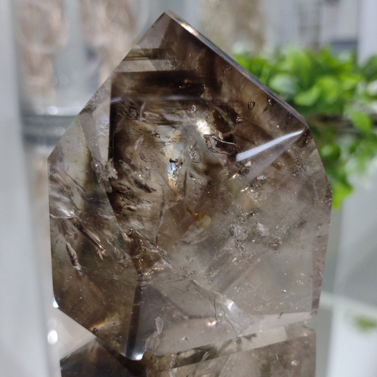 Inclusion Quartz Point - Very High Grade - Layers of Smoky and Clear (6.6cm) - 219g from Green Door Living
