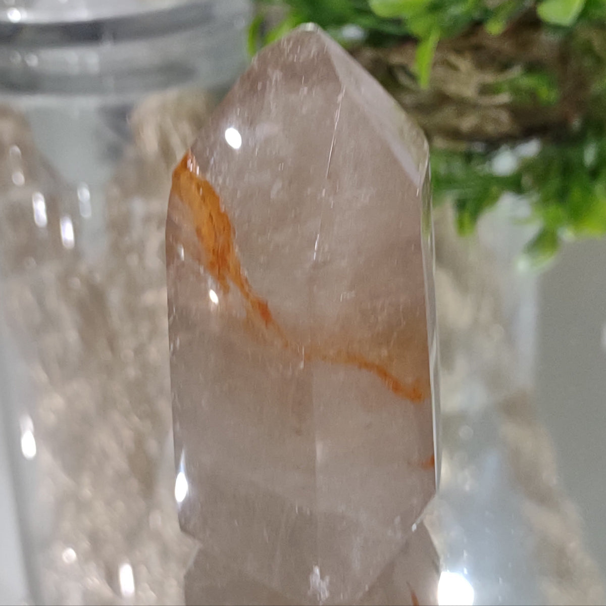 Inclusion Quartz Point with Hematite (8cm) - 237g from Green Door Living