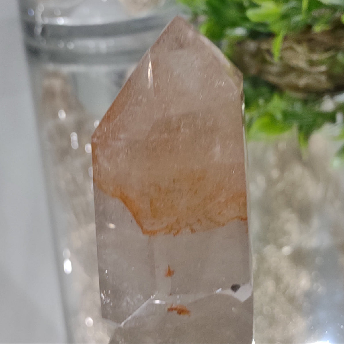 Inclusion Quartz Point with Hematite (8cm) - 237g from Green Door Living