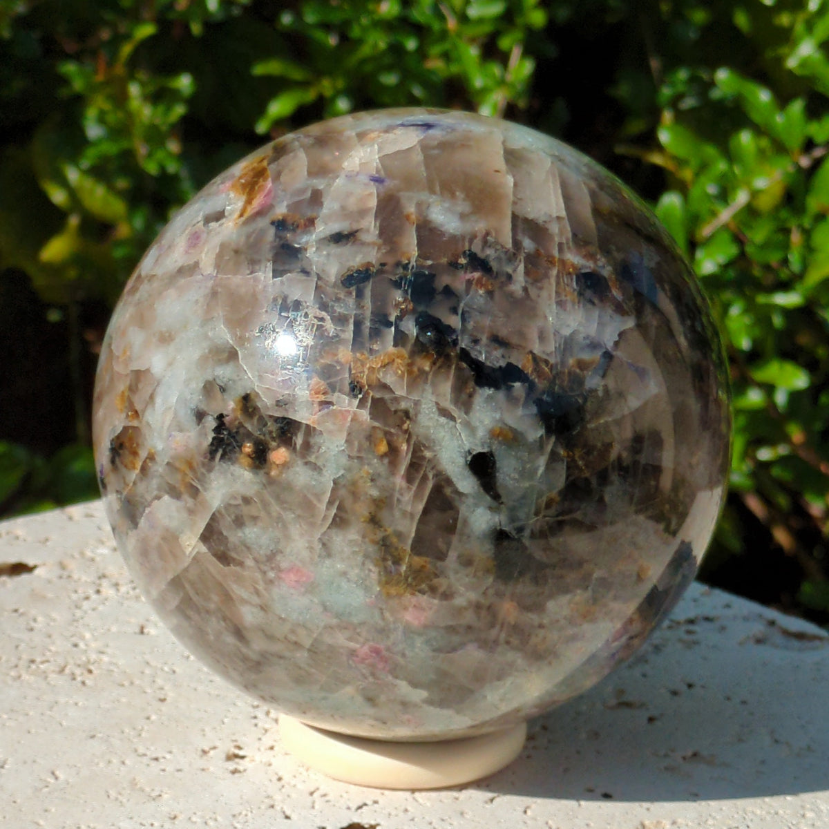 Lepidolite Mix - Large Sphere with Pink and Black Tourmaline, Smoky Quartz and Aquamarine (14cm) - 3.7kg