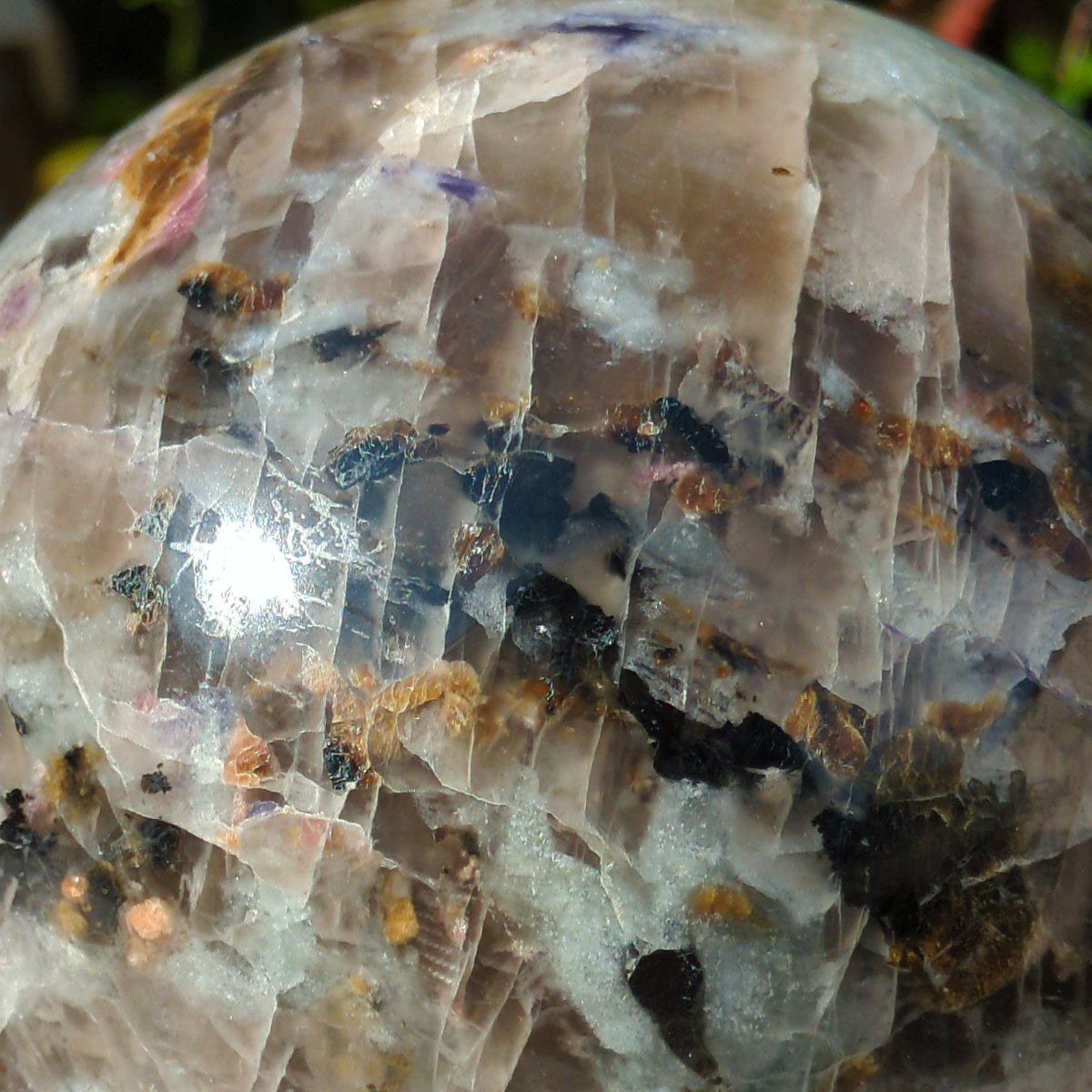 Lepidolite Mix - Large Sphere with Pink and Black Tourmaline, Smoky Quartz and Aquamarine (14cm) - 3.7kg