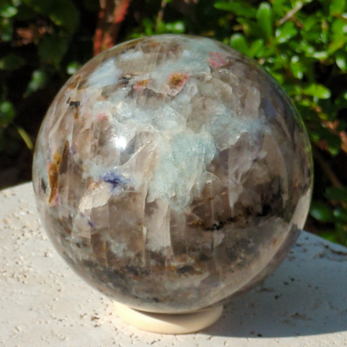 Lepidolite Mix - Large Sphere with Pink and Black Tourmaline, Smoky Quartz and Aquamarine (14cm) - 3.7kg