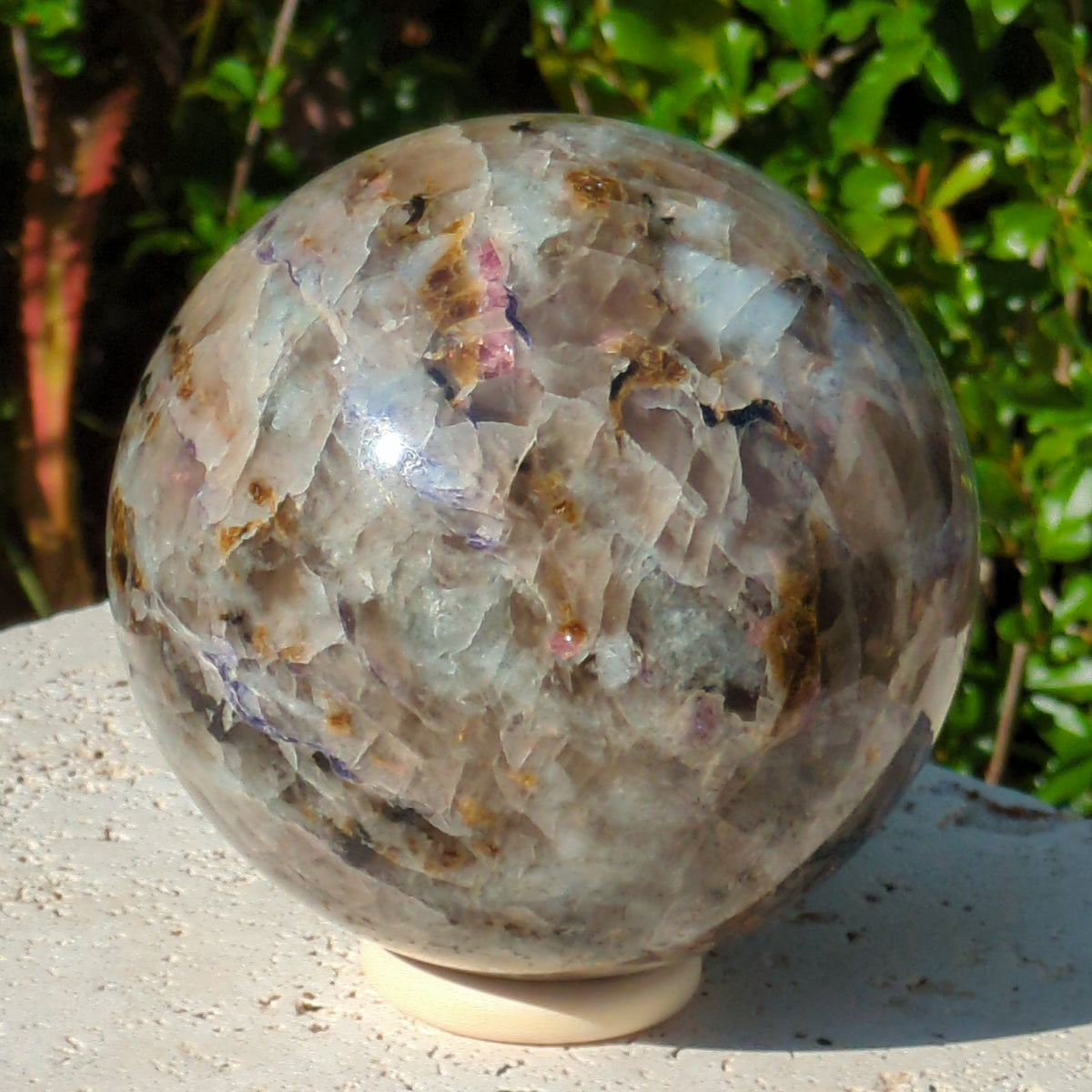Lepidolite Mix - Large Sphere with Pink and Black Tourmaline, Smoky Quartz and Aquamarine (14cm) - 3.7kg
