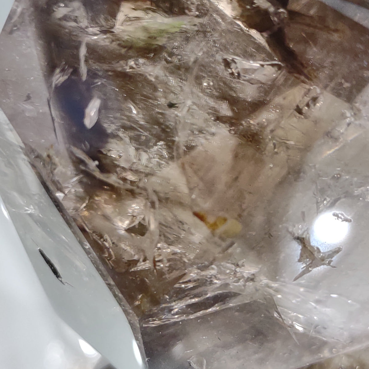 Inclusion Quartz Point - Very High Grade - Layers of Smoky and Clear (6.6cm) - 219g from Green Door Living