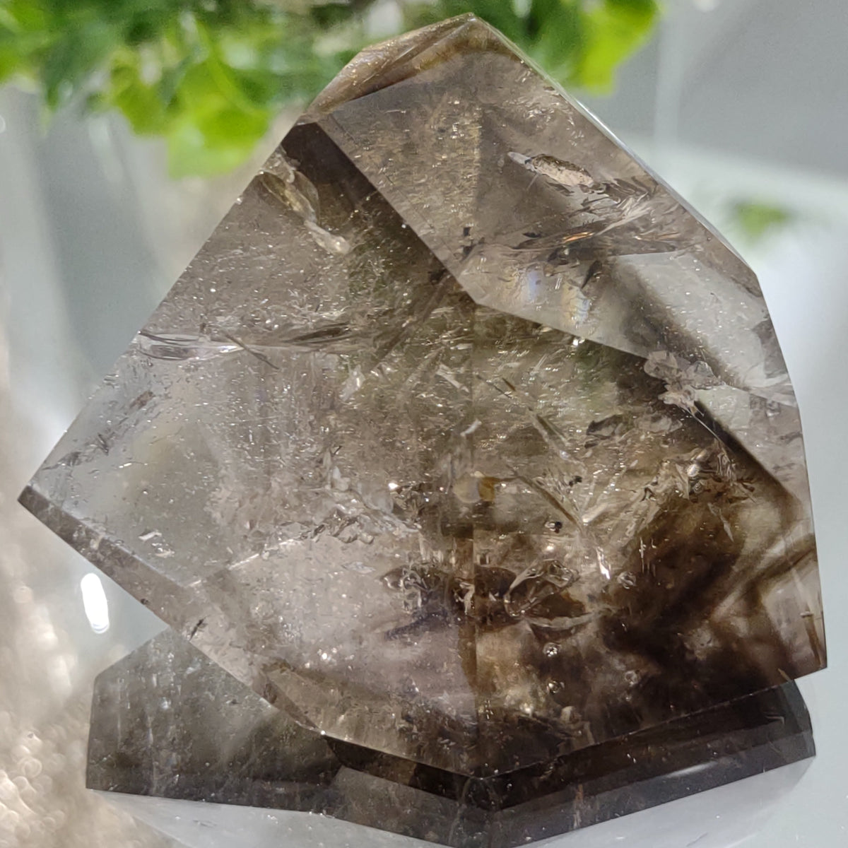 Inclusion Quartz Point - Very High Grade - Layers of Smoky and Clear (6.6cm) - 219g from Green Door Living