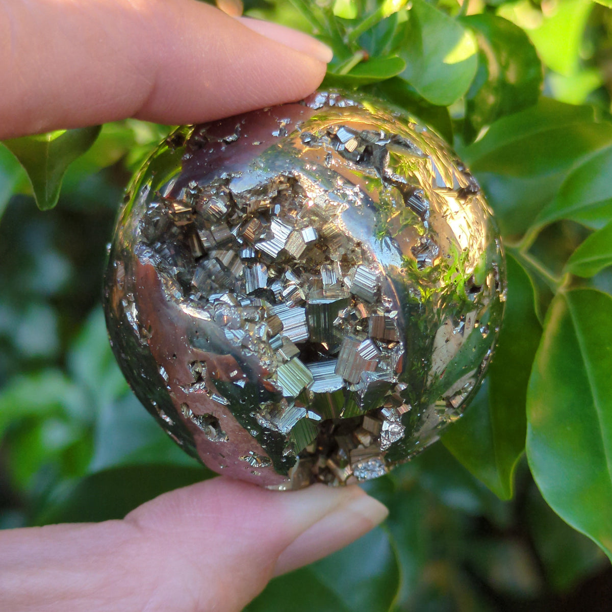 Pyrite Sphere with Natural Cubes (4.5 cm) - 191g from Green Door Living