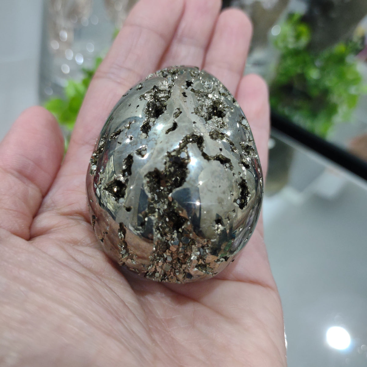 Pyrite Egg with Natural Cubes (5.5 cm) - 189g from Green Door Living