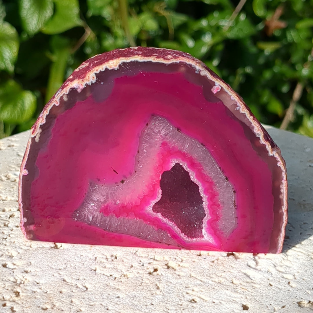 Coloured Agate Cave with Druzy - Pink (6-8cm) - 300-399g
