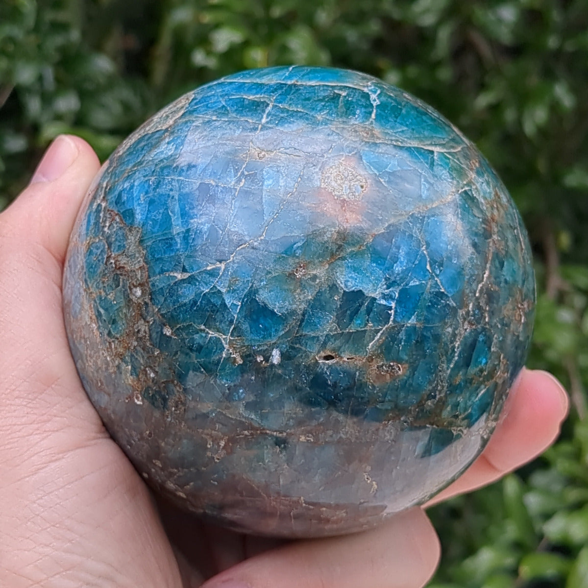 Blue Apatite Sphere with shimmer (9.7cm) - 1.49kg