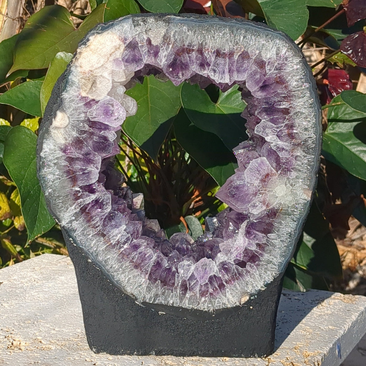 Amethyst Window Geode - Ring shape with calcite point (27.5cm) - 5.56kg from Green Door Living