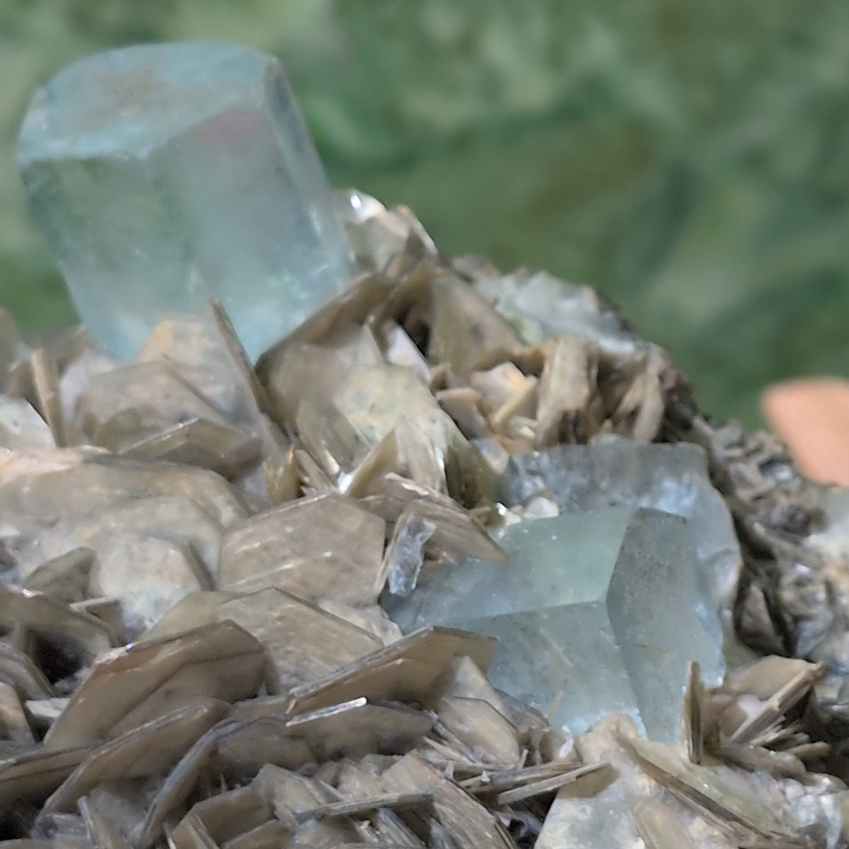 Aquamarine Specimen with Muscovite (10cm) - 671g from Green Door Living