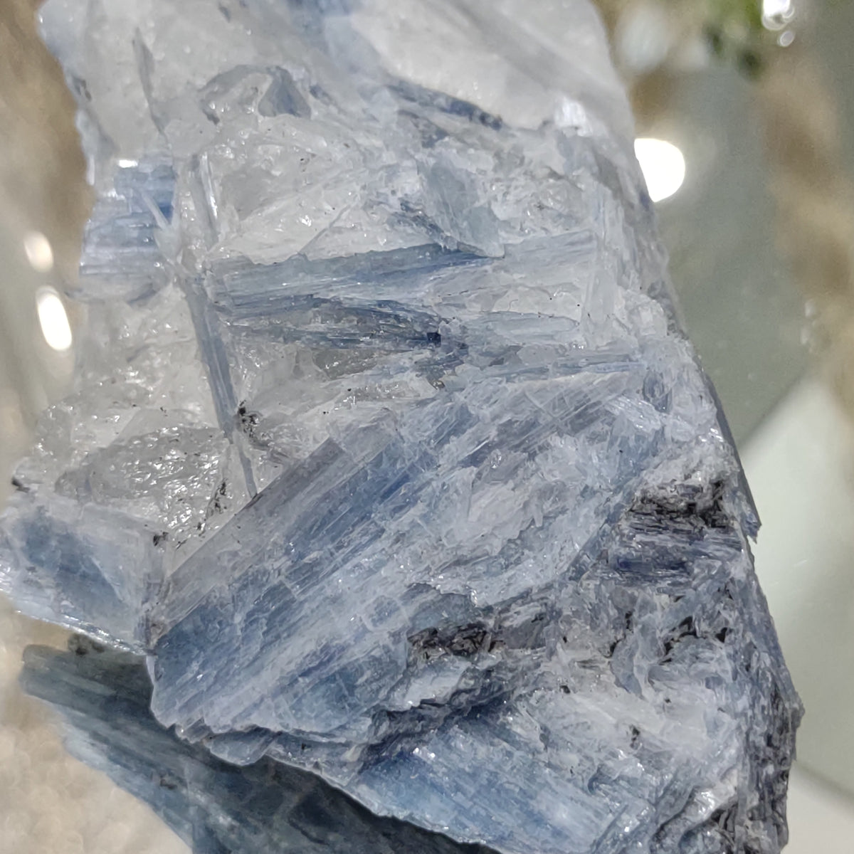 Blue Kyanite cluster with clear quartz (12cm) - 288g from Green Door Living