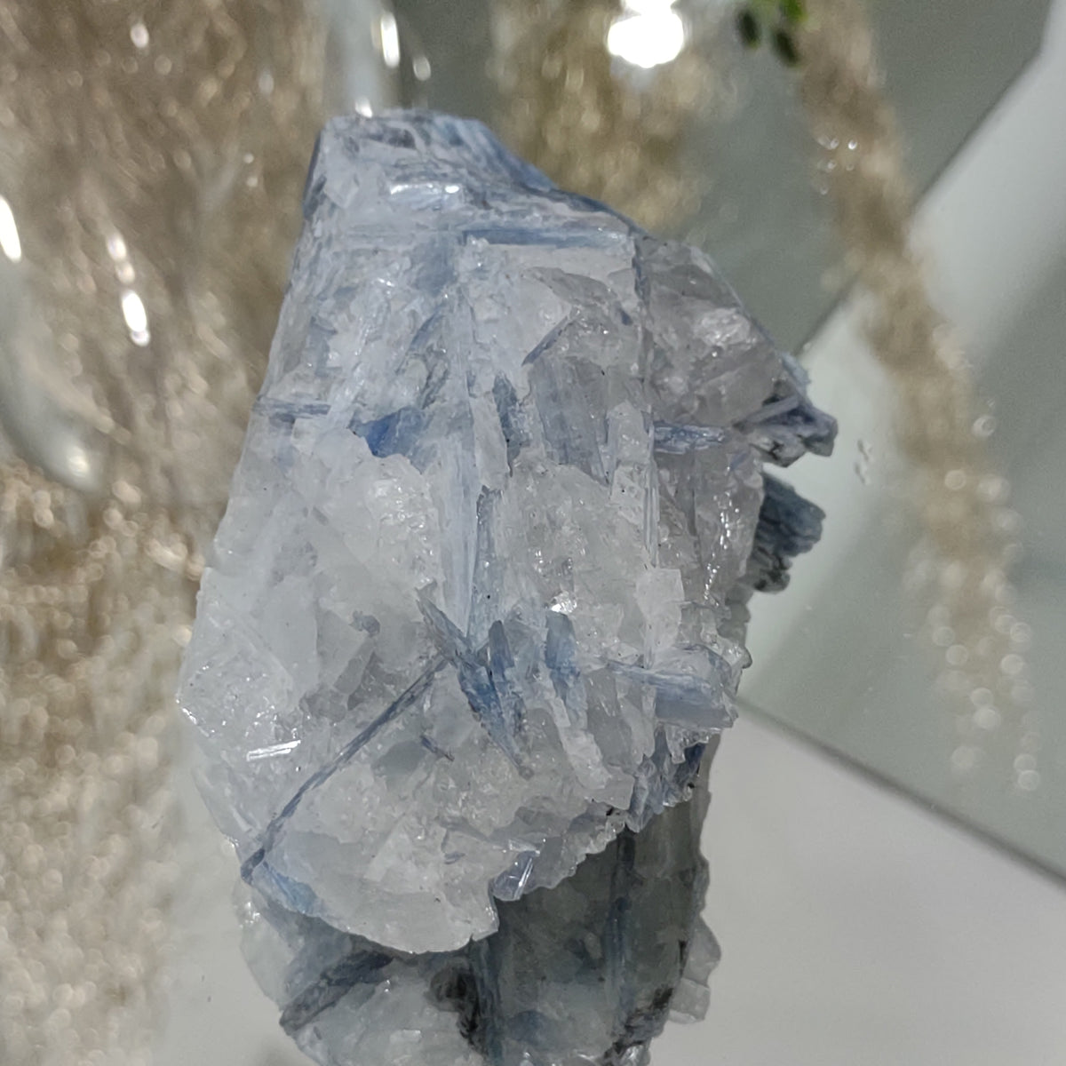 Blue Kyanite cluster with clear quartz (12cm) - 288g from Green Door Living