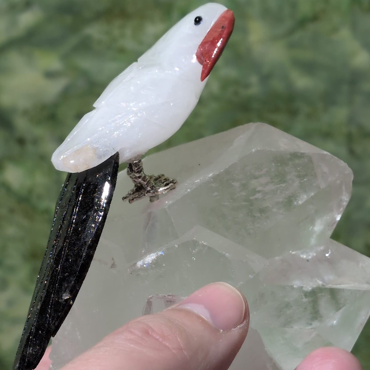 Clear Quartz Cluster with Bird (Clear Quartz Body) (9cm) - 372g from Green Door Living