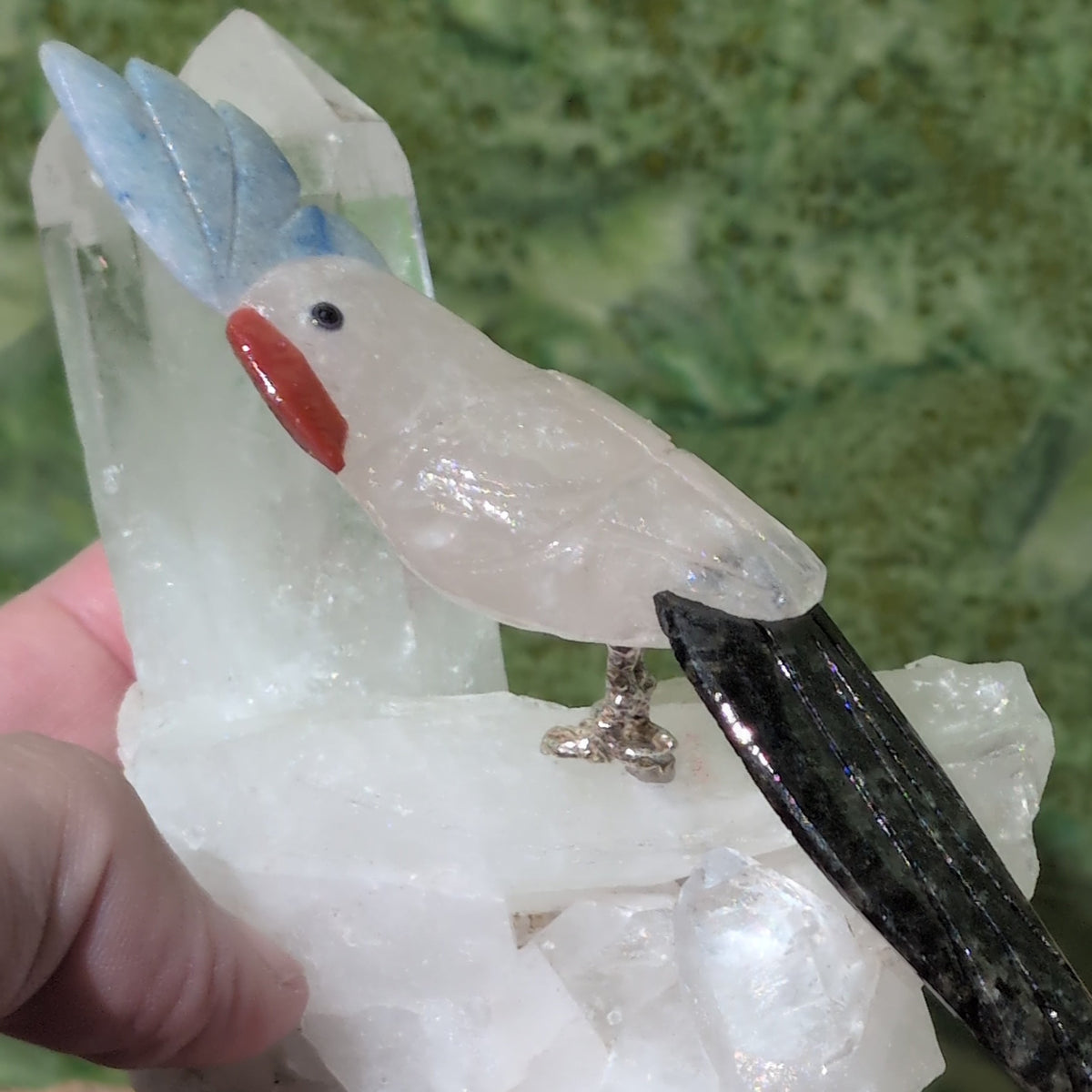 Clear Quartz Cluster with Bird (Rose Quartz Body) (10.6cm) - 428g from Green Door Living