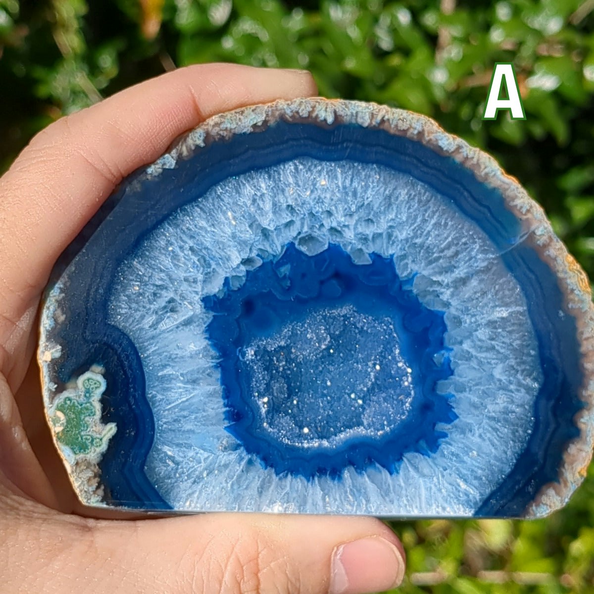 Coloured Agate Cave with Druzy - Blue (7-10cm) - 300-399g from Green Door Living AGV14-005 A