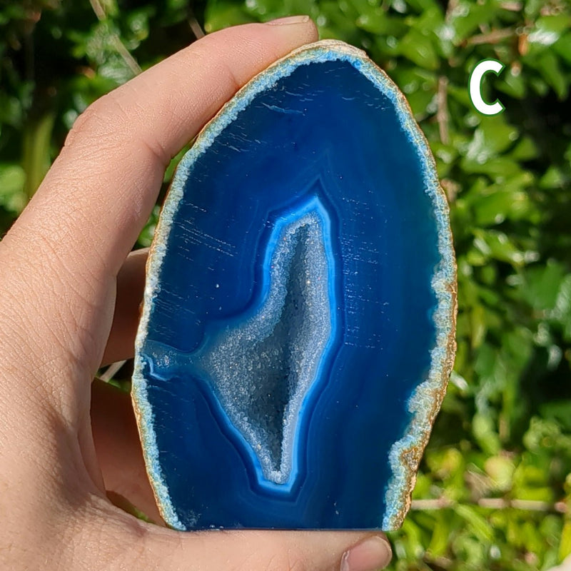 Coloured Agate Cave with Druzy - Blue (7-10cm) - 300-399g from Green Door Living AGV14-007 C