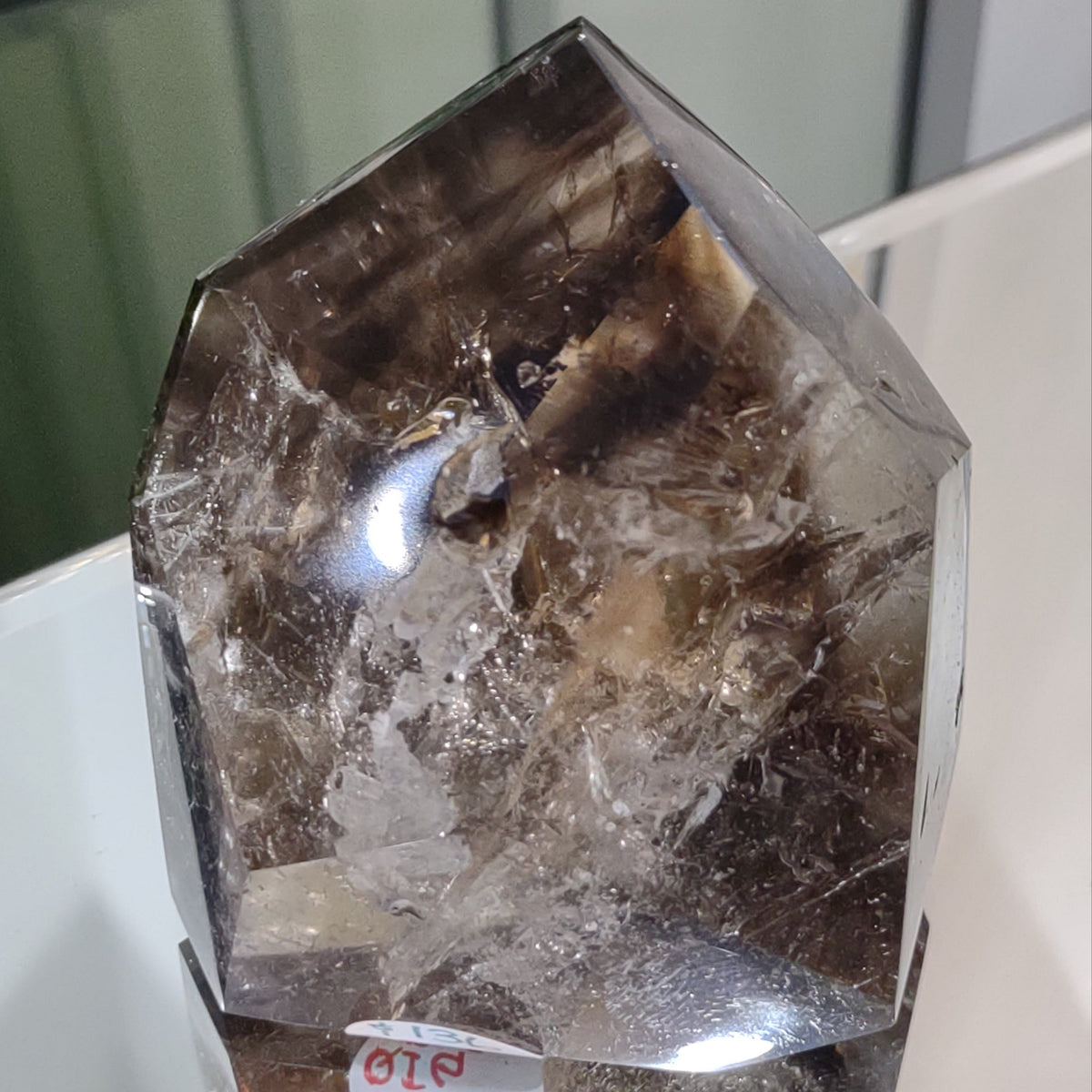 Inclusion Quartz Point - Very High Grade - Layers of Smoky and Clear (6.6cm) - 219g from Green Door Living