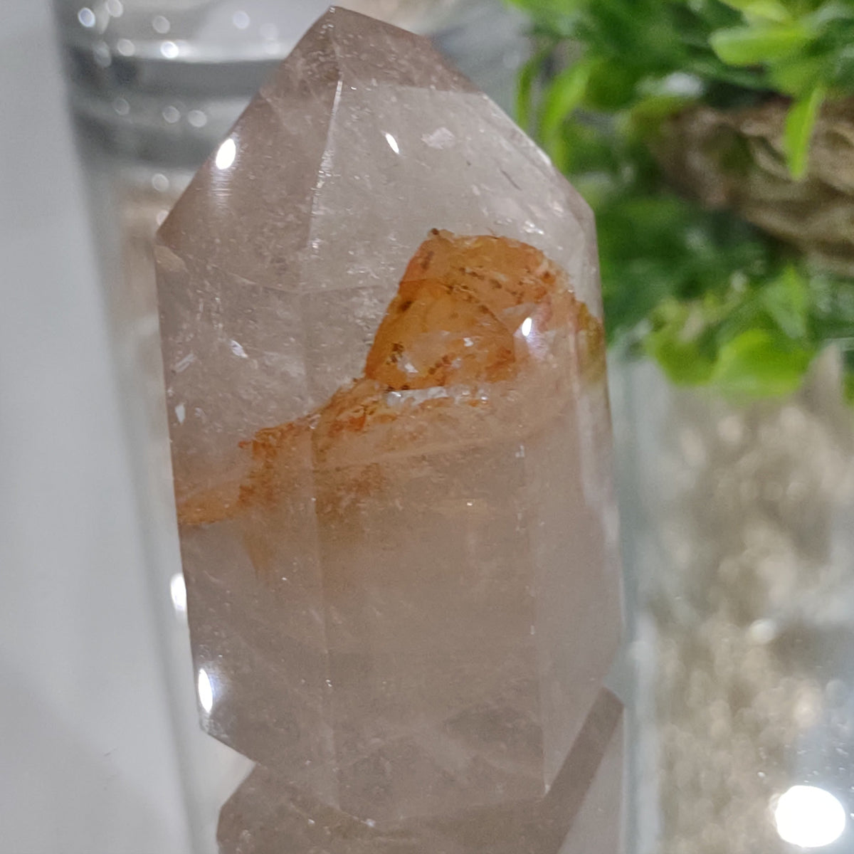 Inclusion Quartz Point with Hematite (8cm) - 237g from Green Door Living