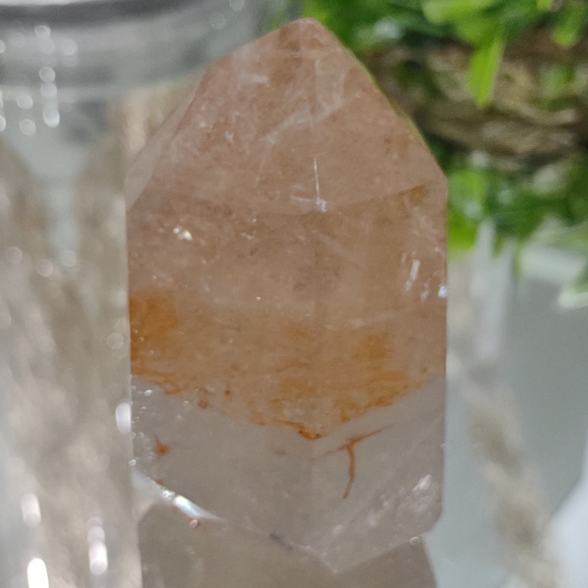 Inclusion Quartz Point with Hematite (8cm) - 237g from Green Door Living