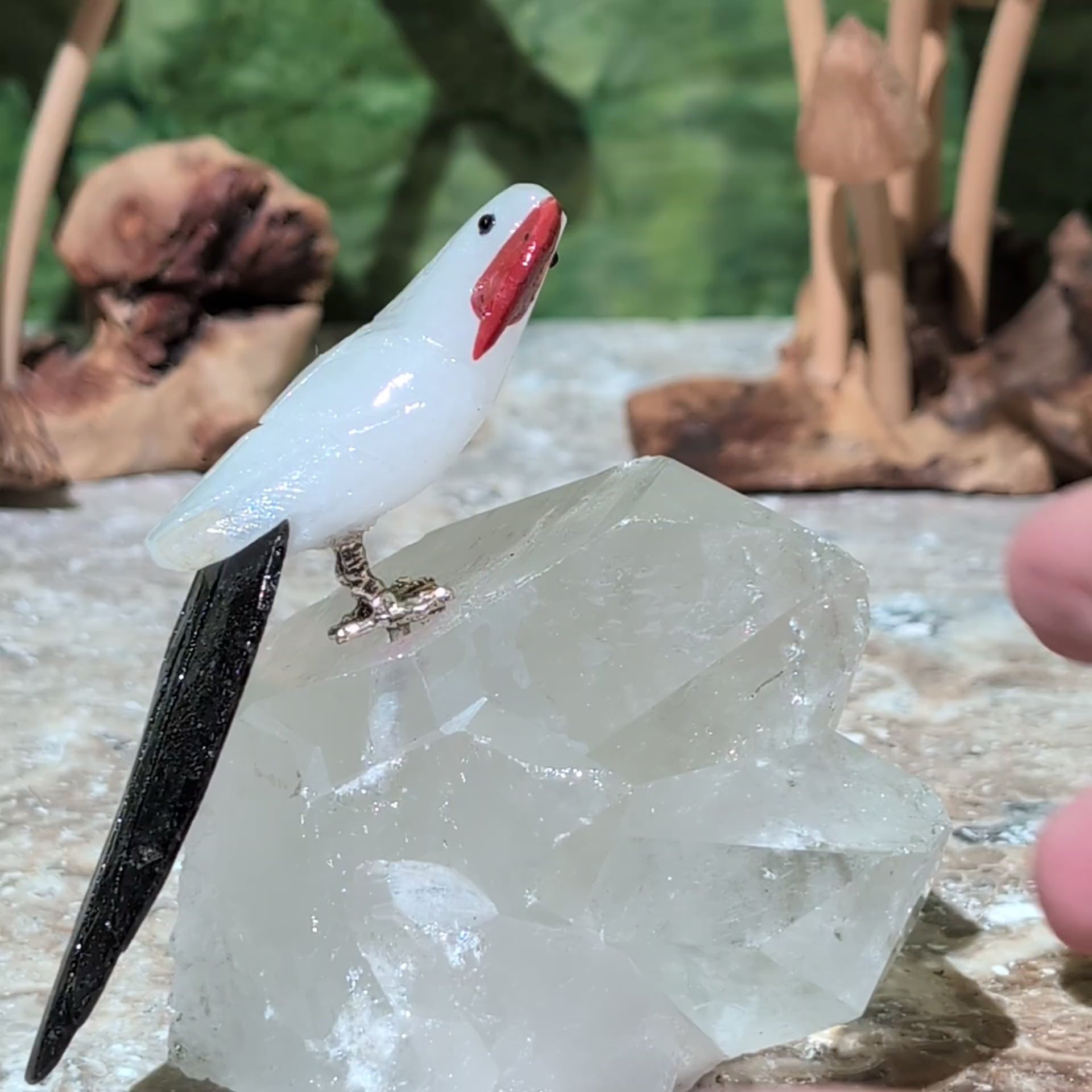 Clear Quartz Cluster with Bird (Clear Quartz Body) (9cm) - 372g from Green Door Living