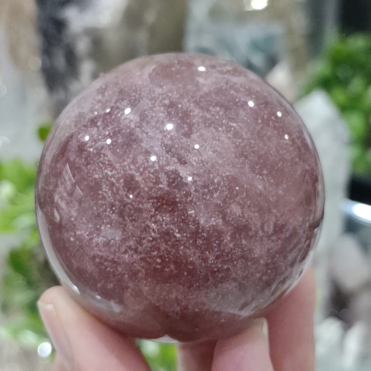 Strawberry Quartz Sphere with Mica (5.2cm) - 190g