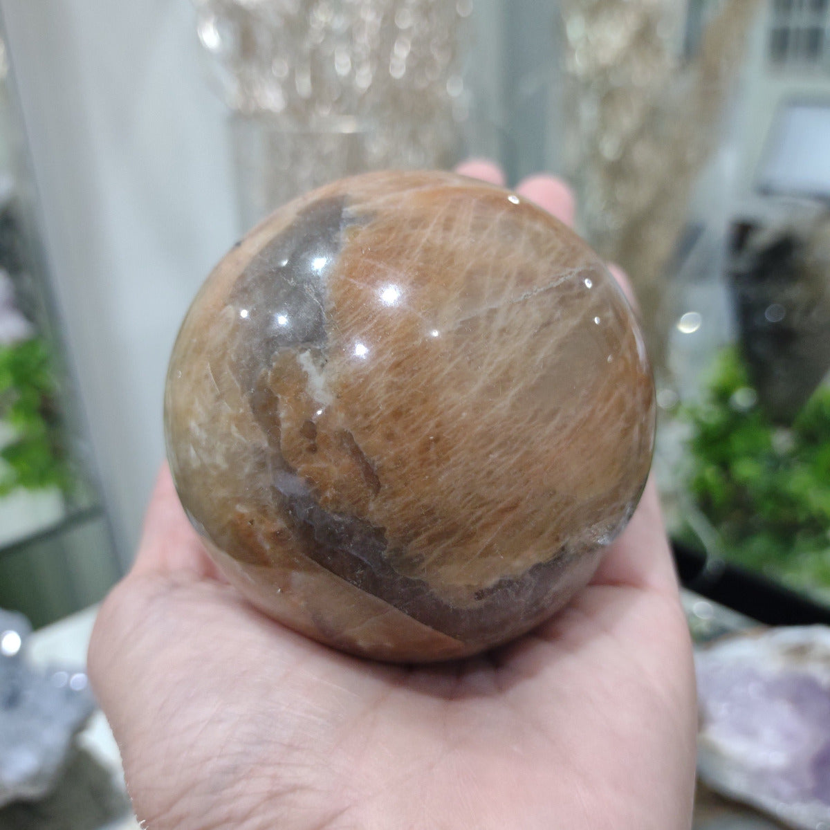 Peach Moonstone Sphere (6.9cm) - 439g