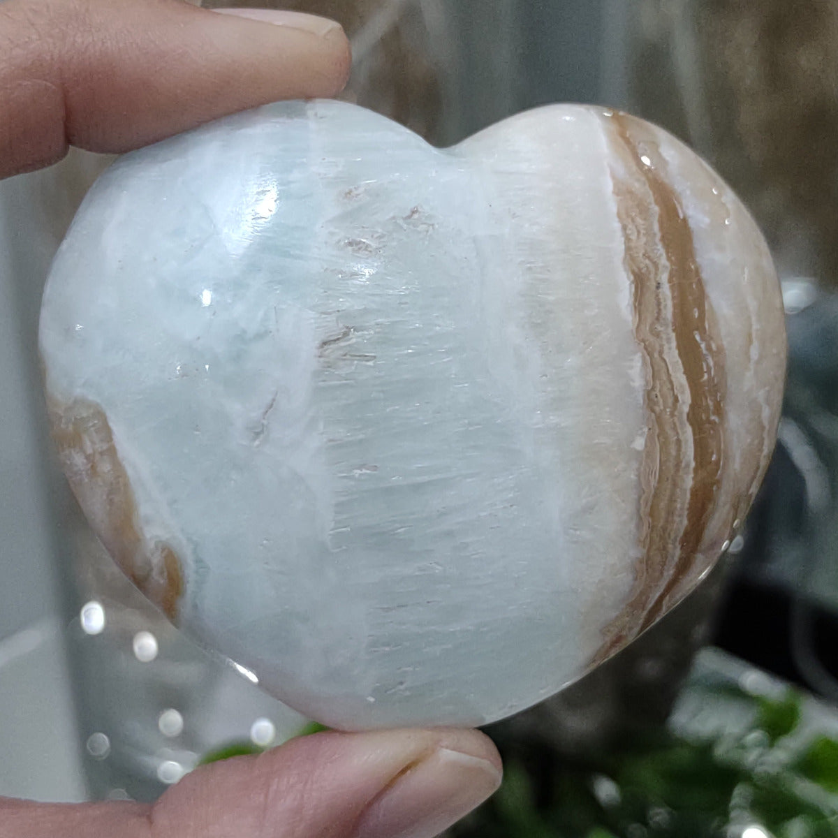 Caribbean Blue Calcite Heart (6.3cm) - 133g