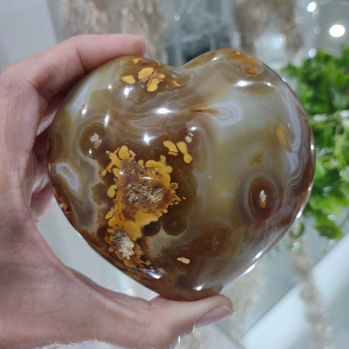 Flower Agate Heart (9.4cm) - 550g