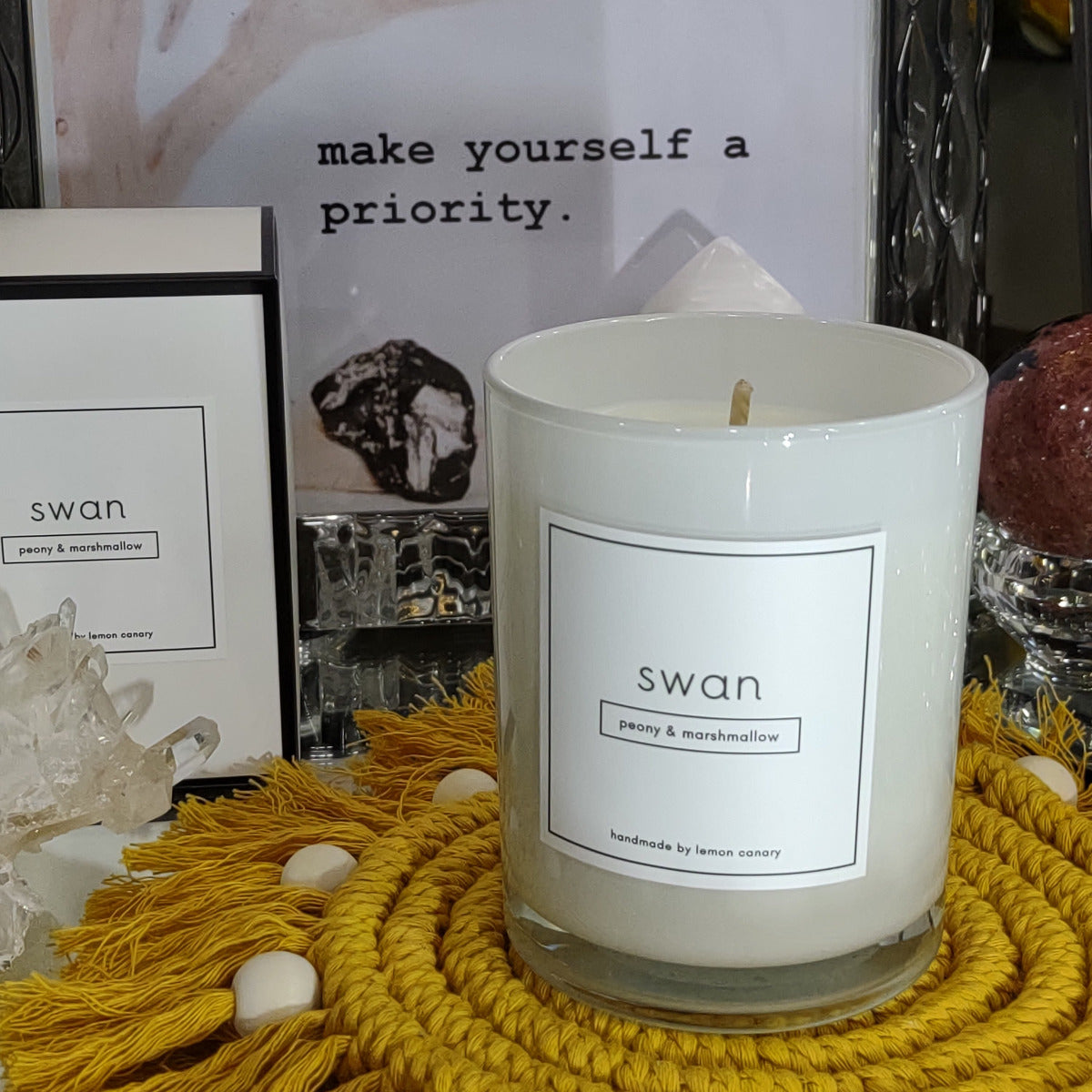 Classic Votive Soy Candle - 'Swan' (215g Soy Wax) - Lemon Canary