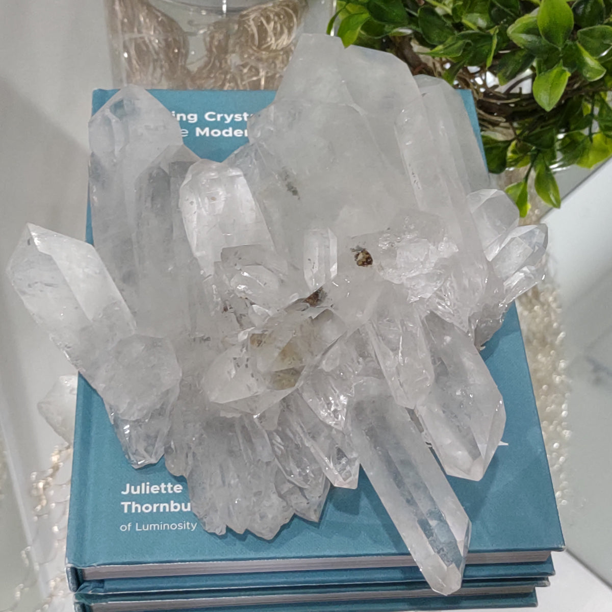 Clear Quartz Cluster with Rainbows and natural double terminated point (21cm) - 1.58kg from Green Door Living