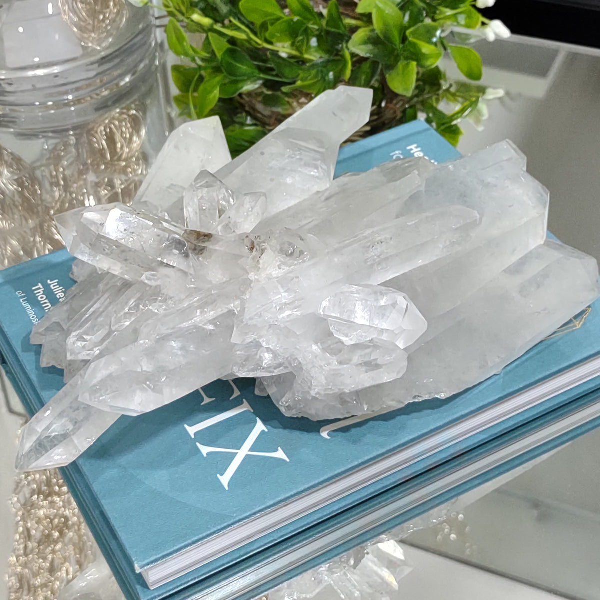 Clear Quartz Cluster with Rainbows and natural double terminated point (21cm) - 1.58kg from Green Door Living