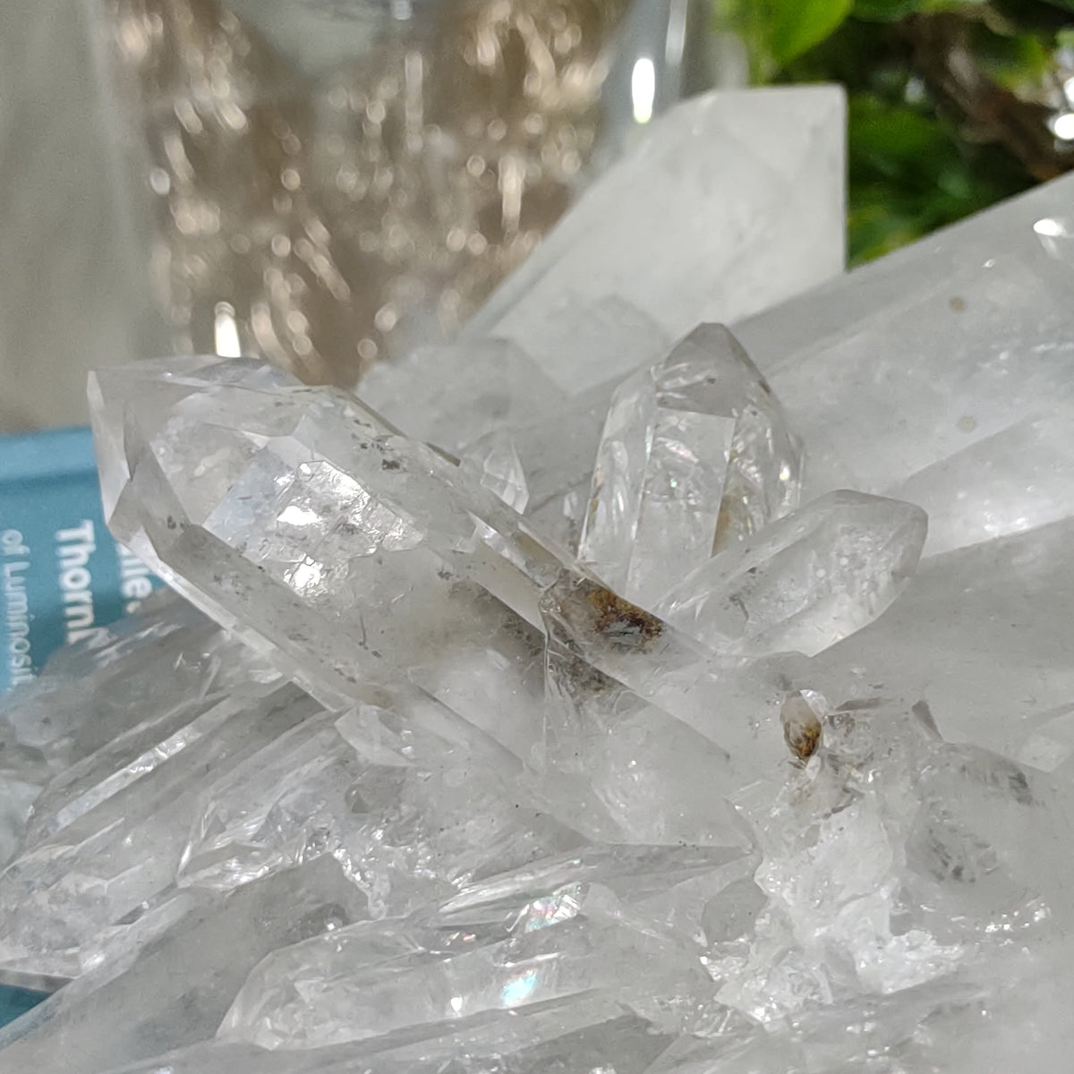Clear Quartz Cluster with Rainbows and natural double terminated point (21cm) - 1.58kg from Green Door Living