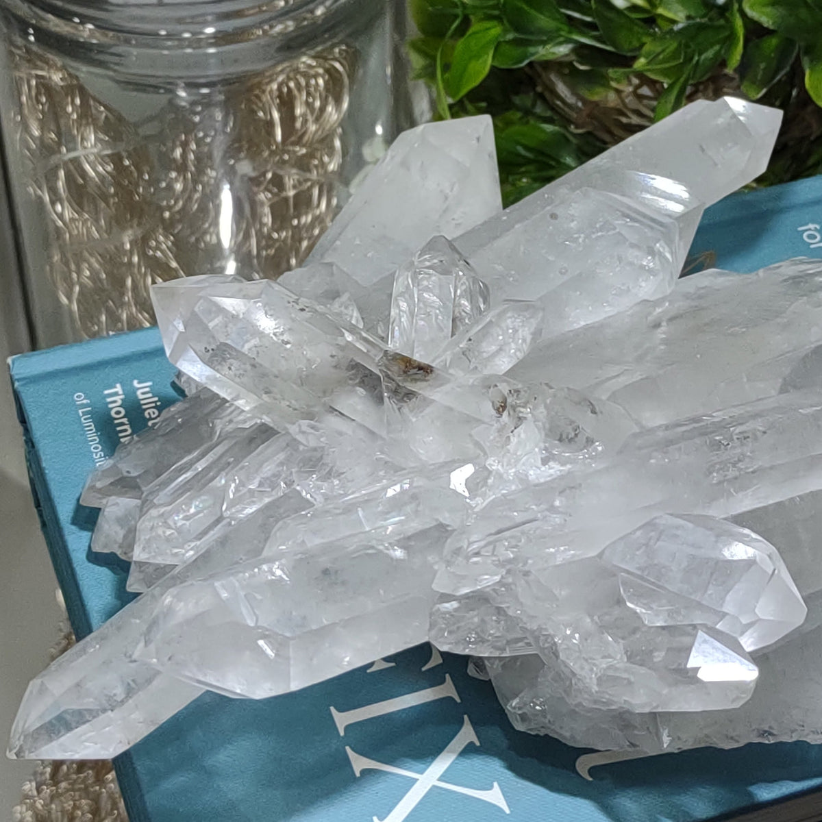 Clear Quartz Cluster with Rainbows and natural double terminated point (21cm) - 1.58kg from Green Door Living