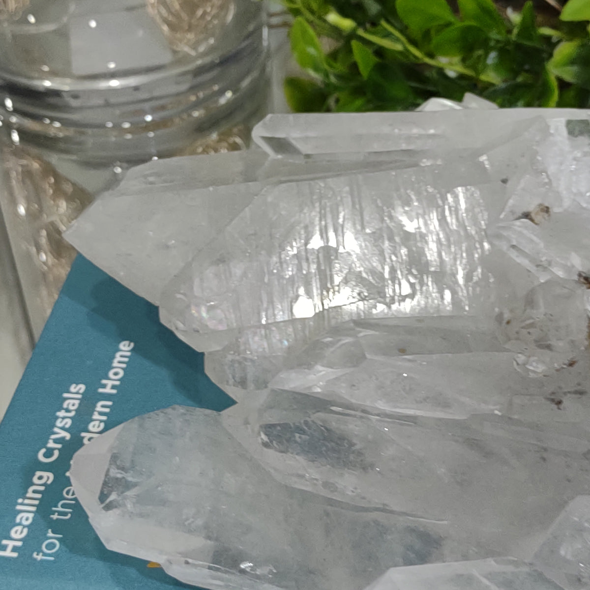 Clear Quartz Cluster with Rainbows and natural double terminated point (21cm) - 1.58kg from Green Door Living