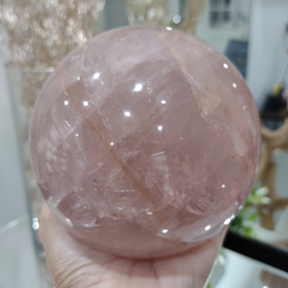 Rose Quartz Sphere with Hematite (Dusky Rose) (11.3cm) - 2kg