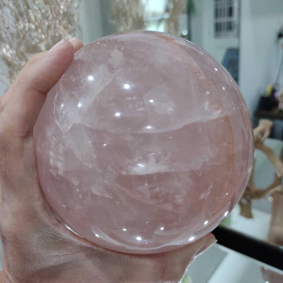 Rose Quartz Sphere with Hematite (Dusky Rose) (11.3cm) - 2kg