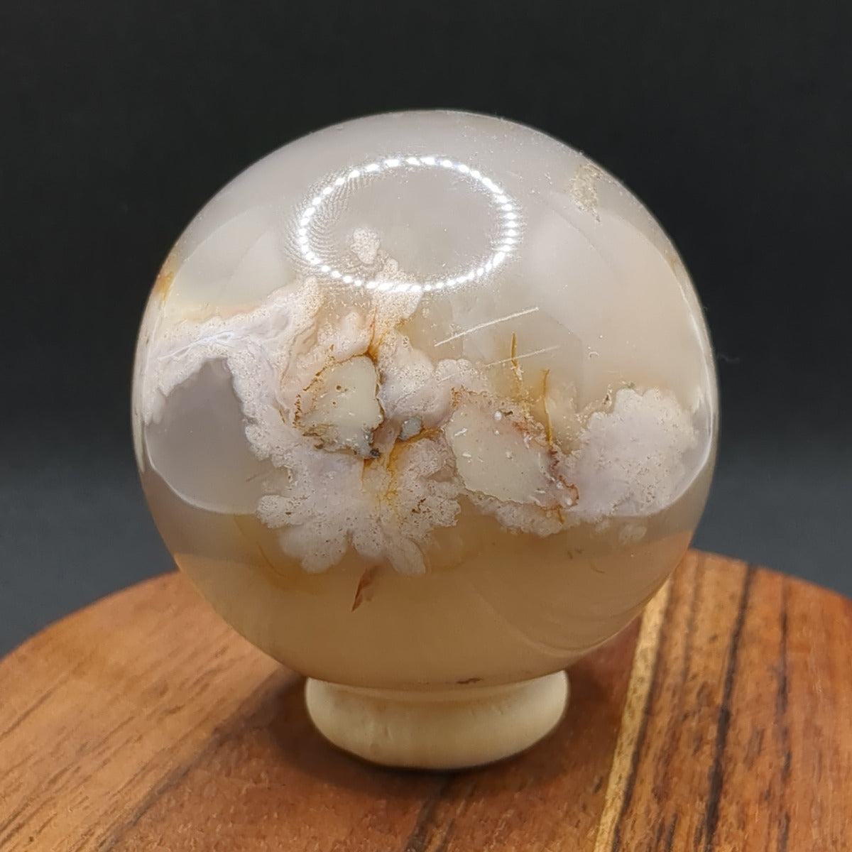 Flower Agate (Cherry Blossom Agate) Sphere (5.3cm) - 205g