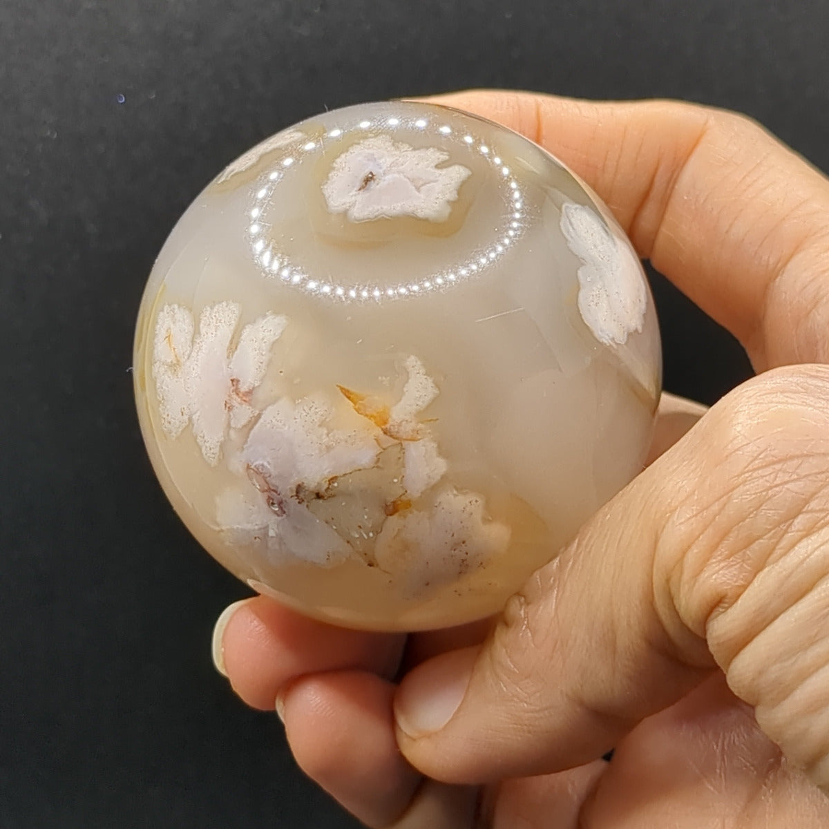 Flower Agate (Cherry Blossom Agate) Sphere (5.3cm) - 205g