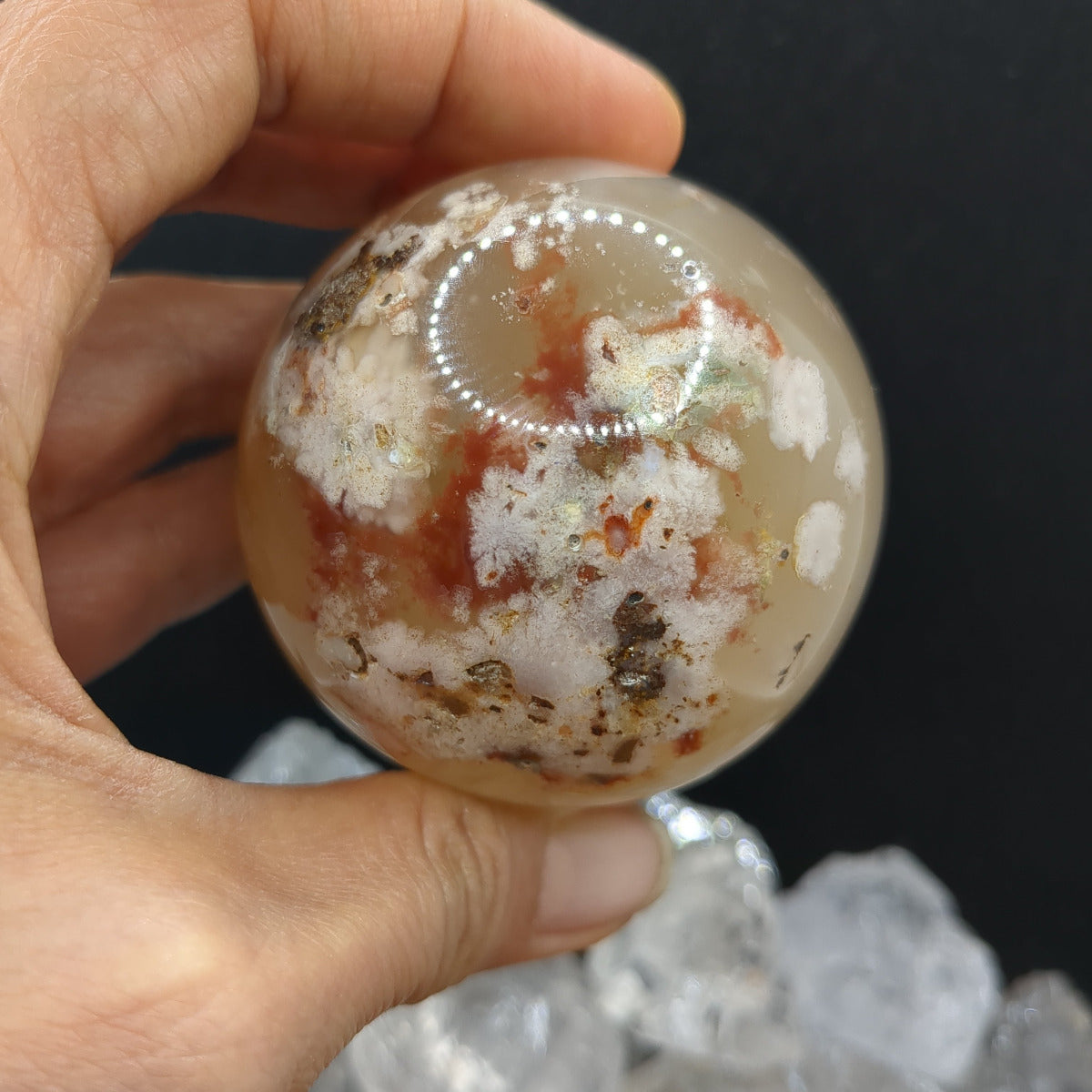 Flower Agate (Cherry Blossom Agate) Sphere (5.6cm) - 238g