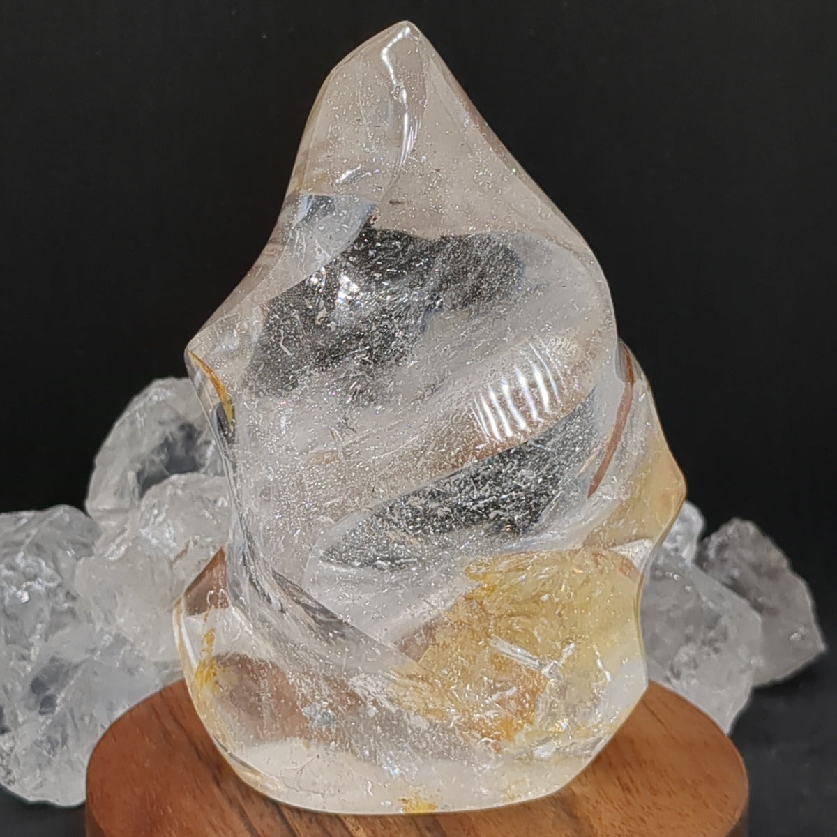 Clear Quartz Flame with Golden Healer (11.2cm) - 490g