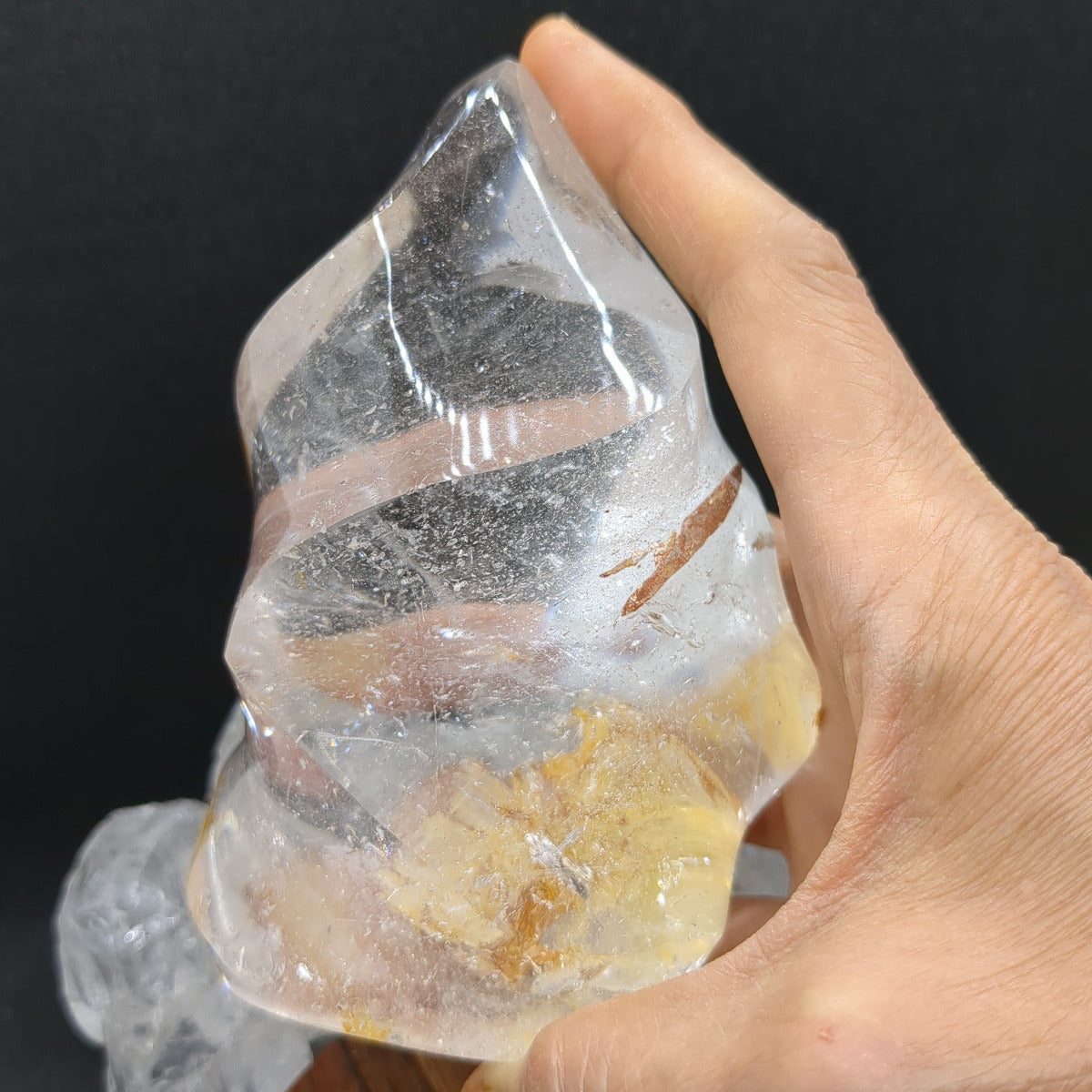 Clear Quartz Flame with Golden Healer (11.2cm) - 490g