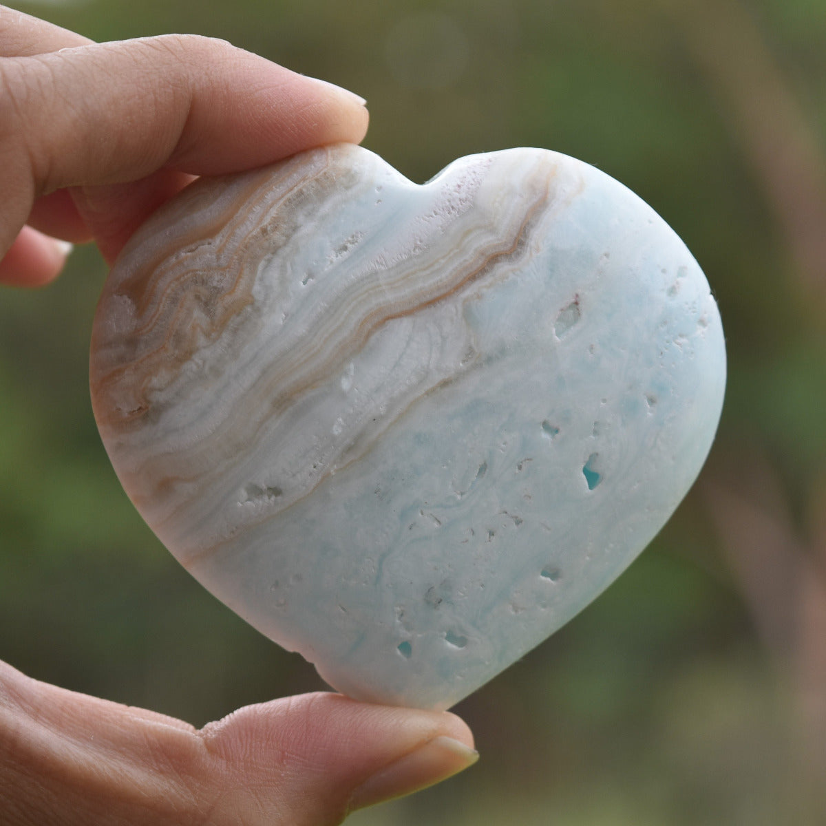 Caribbean Blue Calcite Heart (5.6cm) - 111g