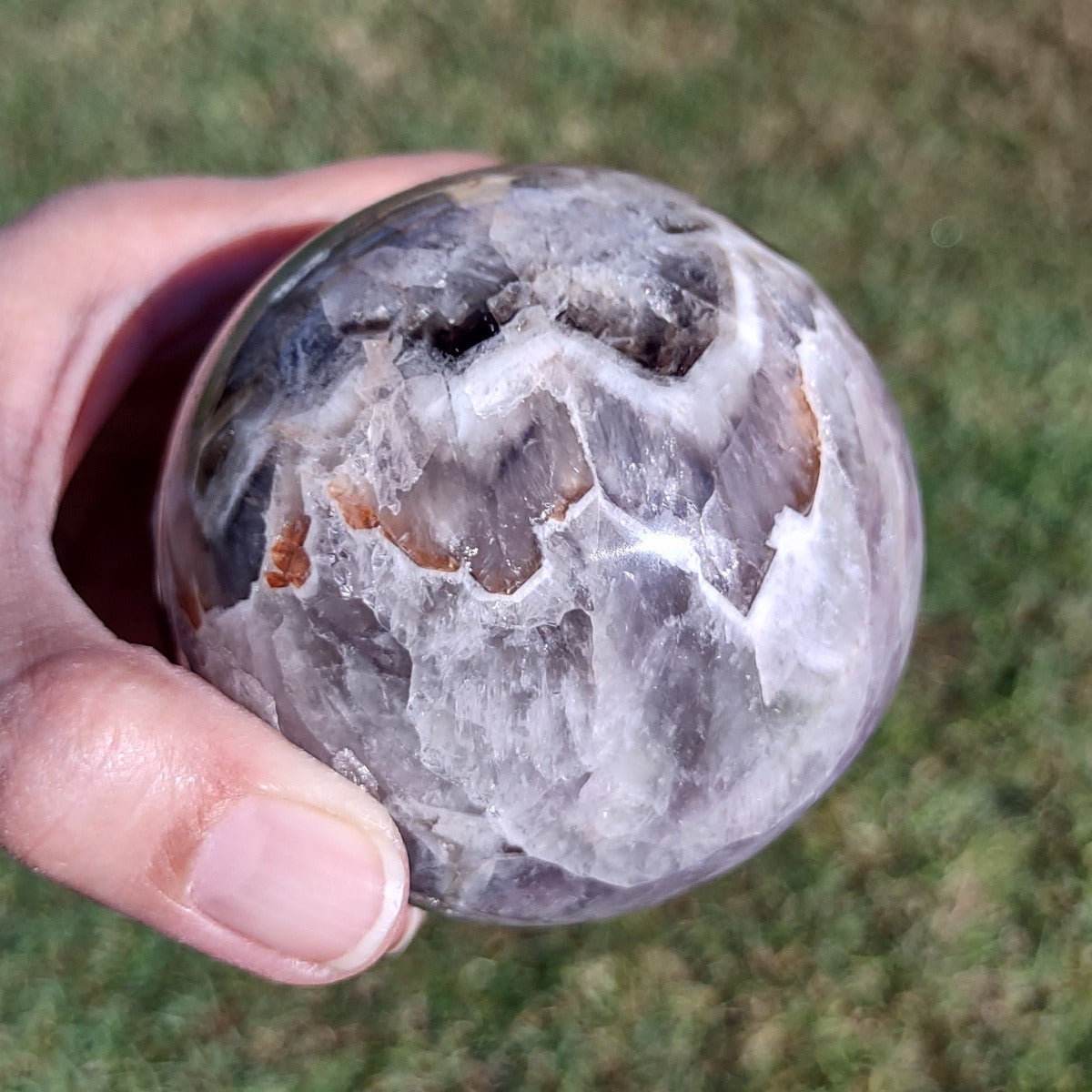 Amethyst Chevron Sphere - Small Rainbows (7cm) - 455g